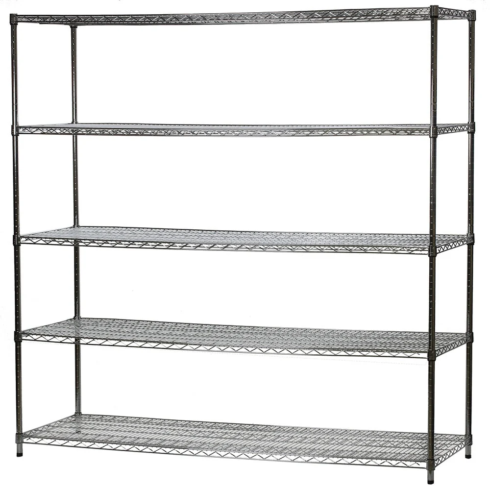 Elite 24 quot d x 72 quot w Chrome Wire Shelving w 5 Shelves High-End