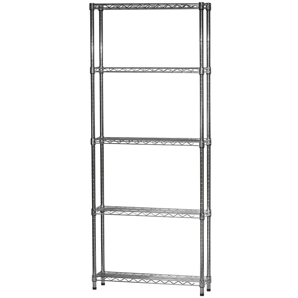 Easy-to-Use 8 quot d x 30 quot w Chrome Wire Shelving w 5 Shelves Reusable