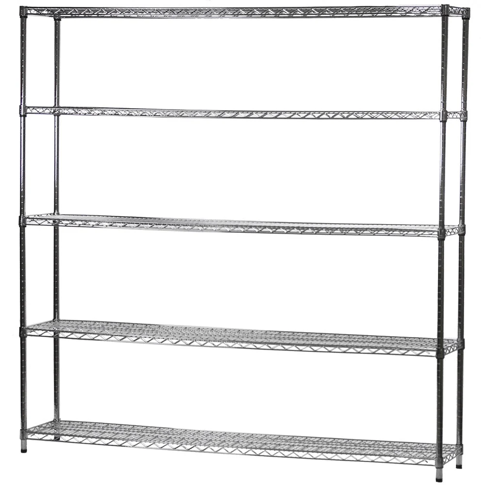 Outstanding 14 quot d x 72 quot w Chrome Wire Shelving w 5 Shelves Environmentally Friendly
