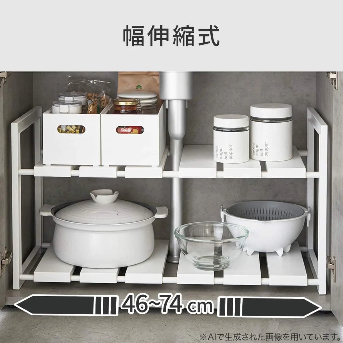 Specialty Expandable Under-Sink Shelf Organiser Rack D40cm White Outstanding