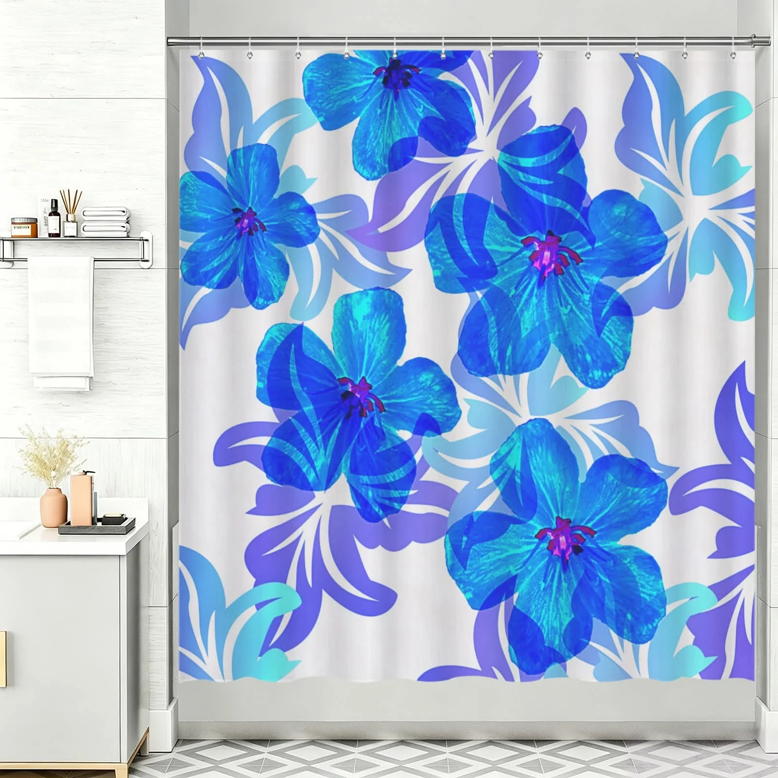 Efficient ROBERT JAMES SHOWER CURTAIN SPRINGTIME BLUE Casual