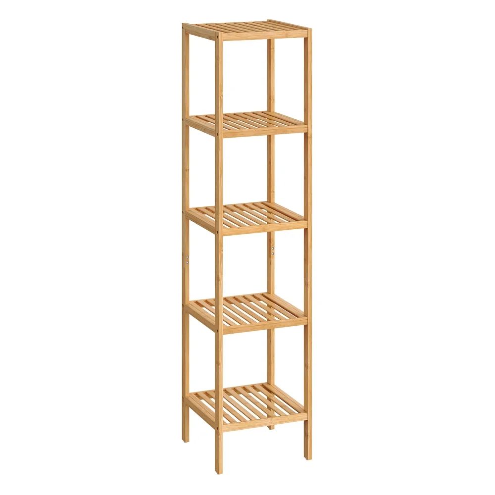 Fine Crafted SONGMICS 5-Tier Bamboo Bathroom Shelf High-Grade