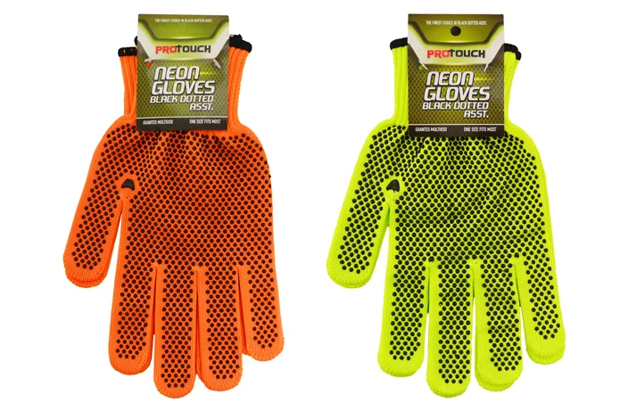 World-Class RUBBER DOT WORK GLOVES NEON Elegant