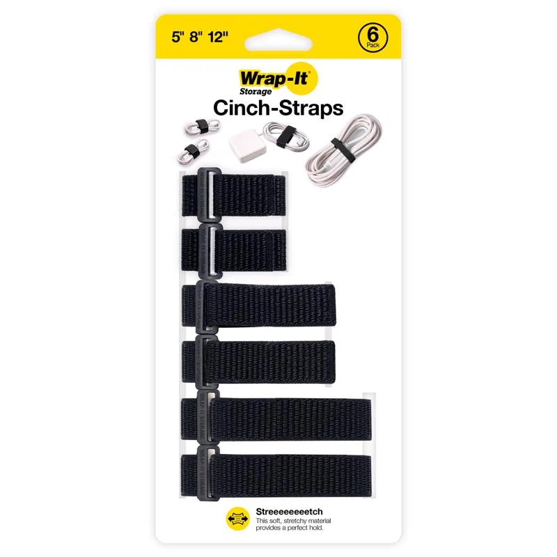 Solid WRAP-IT CINCH STRAPS 6PK BLACK Natural