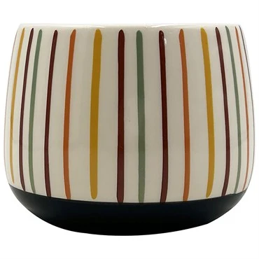 Contemporary MATTE MULTI COLOR STRIPES POT 5.3 quot Dependable