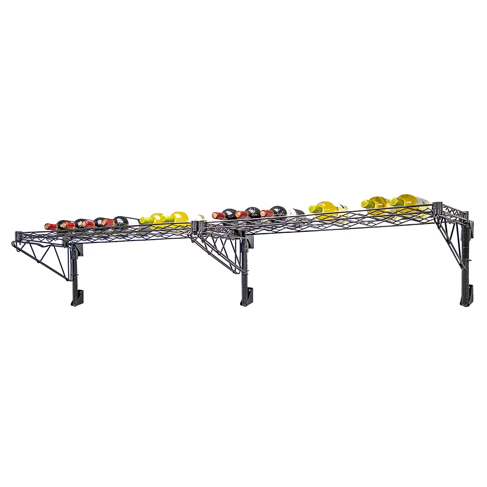 Advanced 14 quot d Black Double Wall Mounted Wine Racks w 2 Shelves Expertly Made