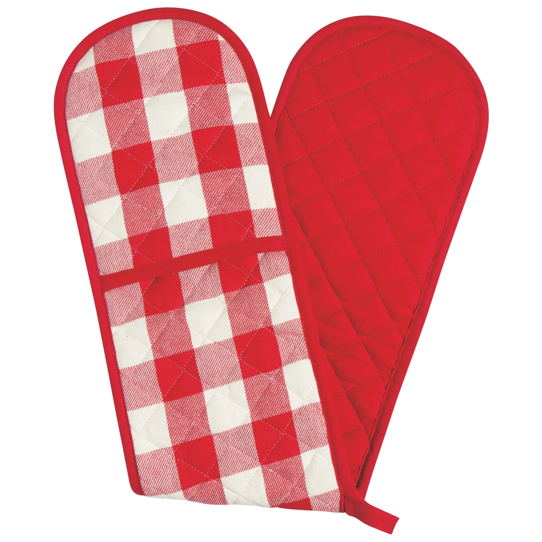 Quality DOUBLE OVEN MITT RED CHECK Natural