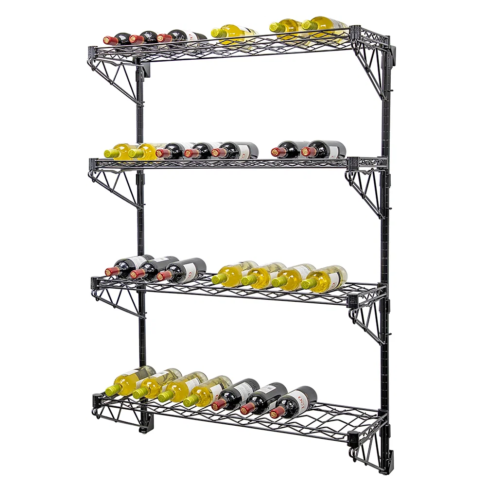 Sustainable 14 quot d Black Single Wall-Mounted Wine Racks w 4 Shelves Expertly Made