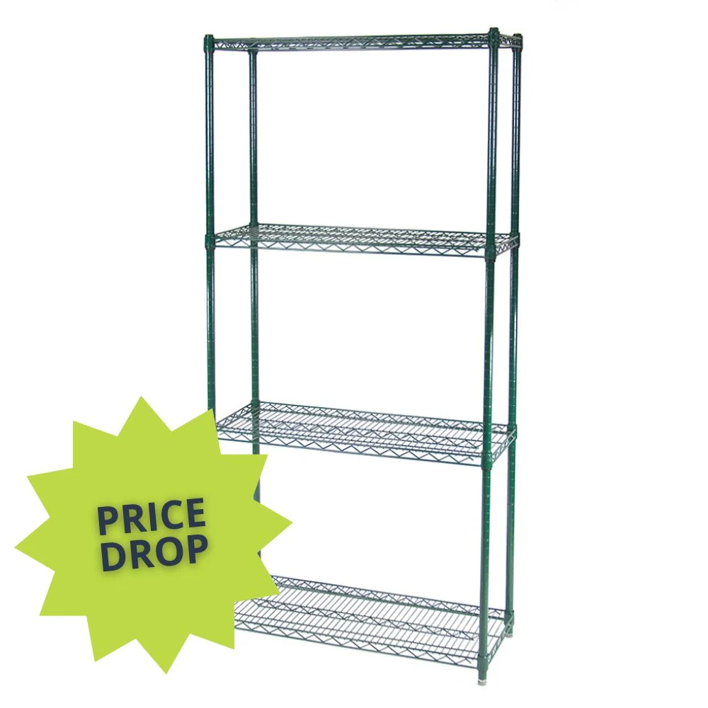 Solid 24 quot d 4-Tier Green Wire Shelving High-Quality