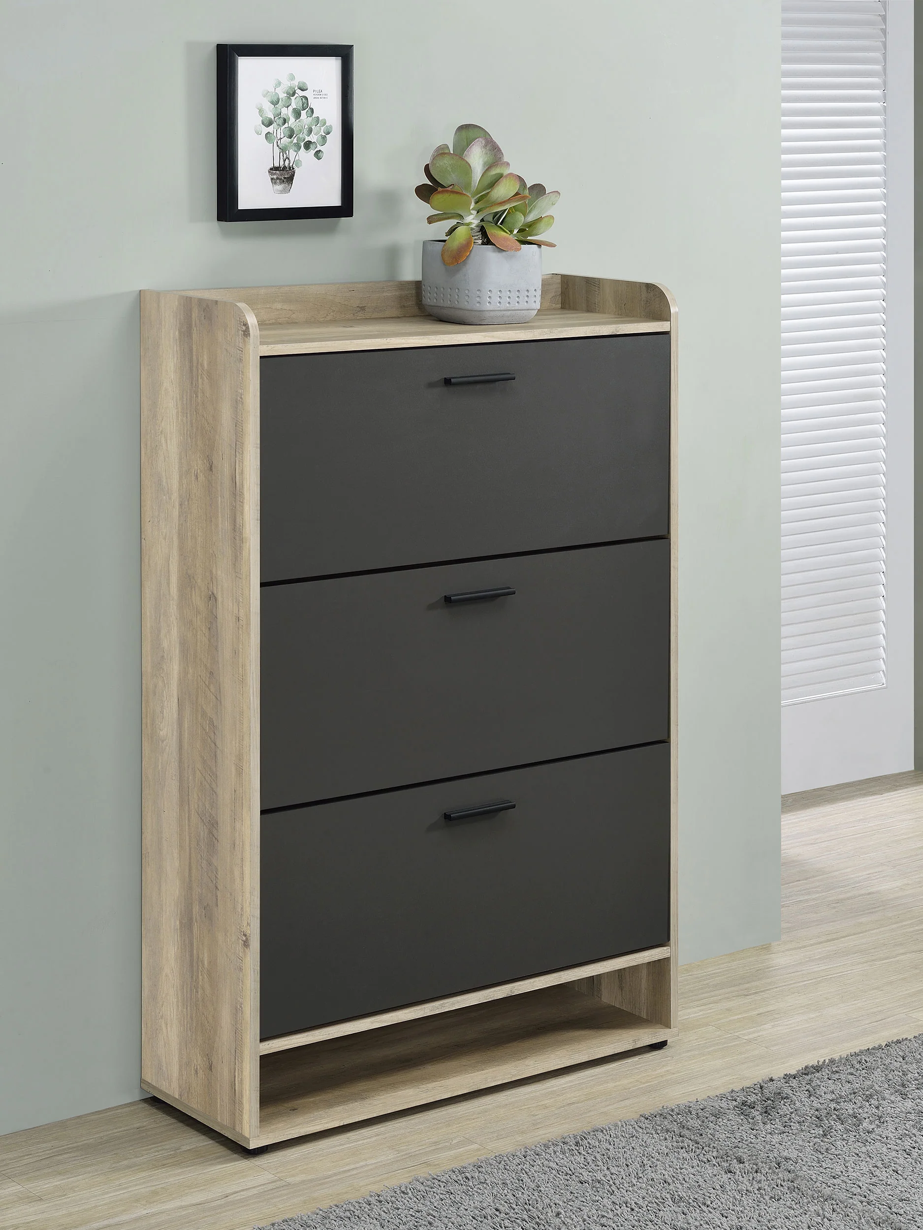 Flexible DENIA 3 TIER SHOE CABINET GREY Environmentally Friendly