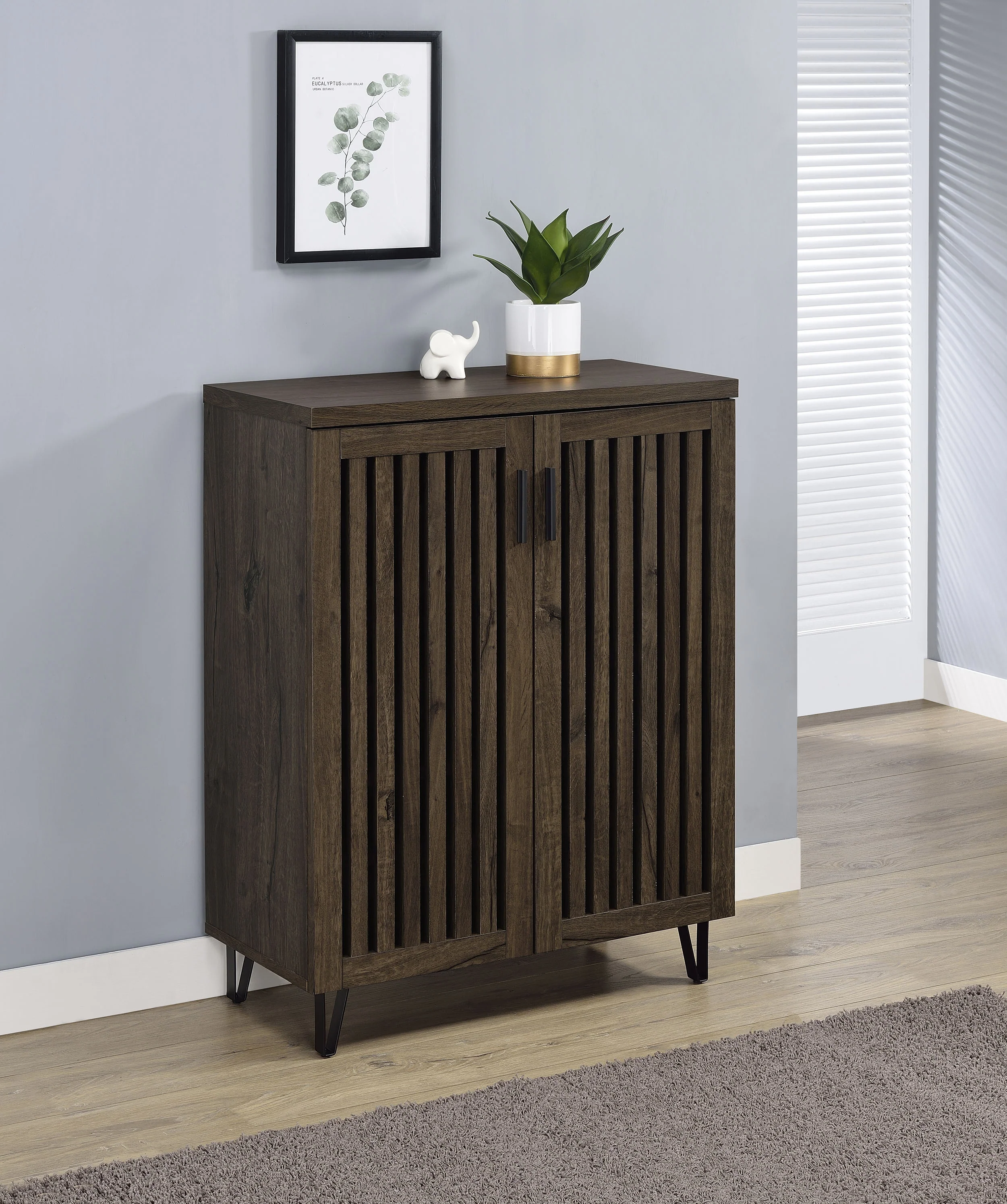 Sophisticated BRIXTON 2 DOOR SHOE CABINET SMOKED OAK Selected
