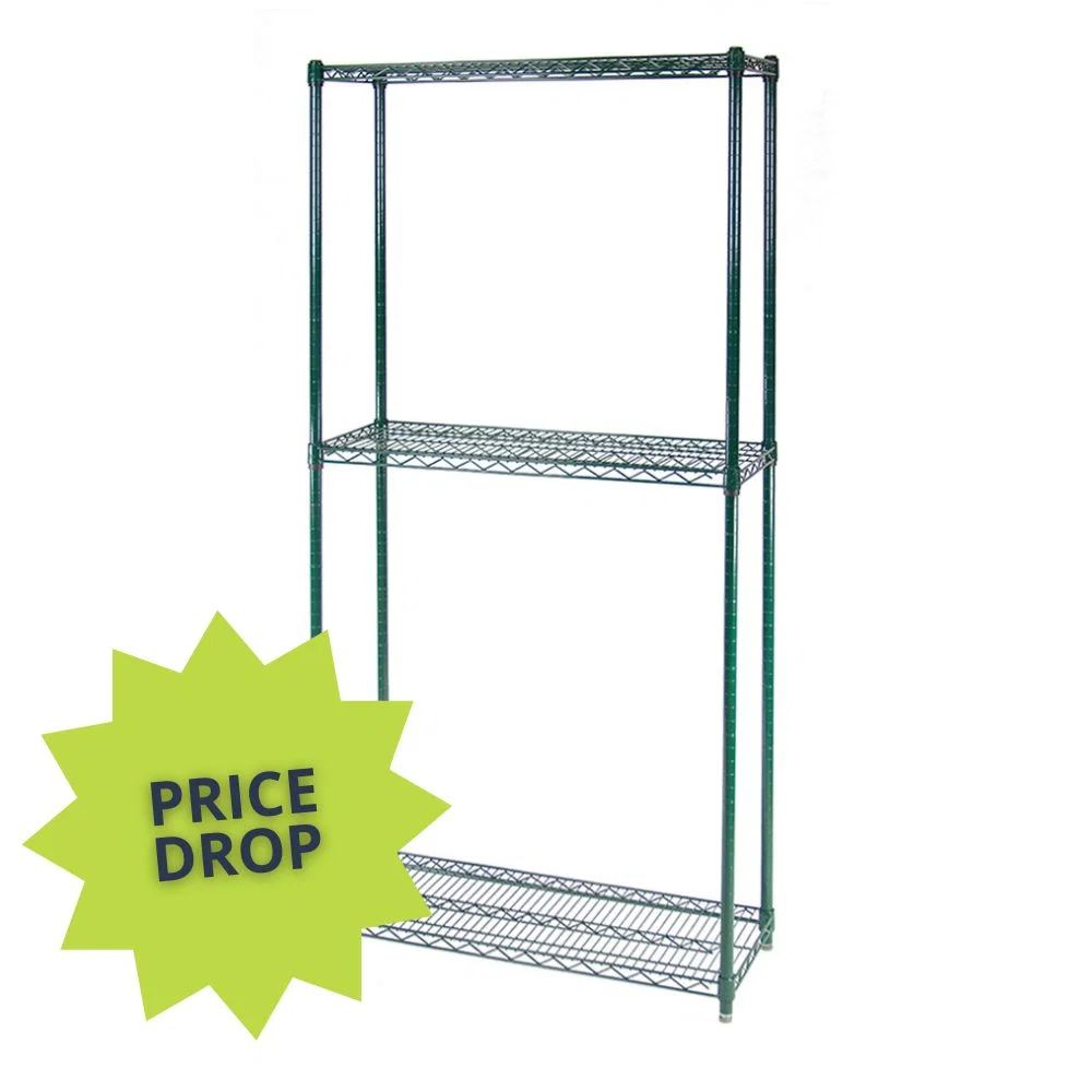 Expertly Made 12 quot d 3-Tier Green Wire Shelving Certified