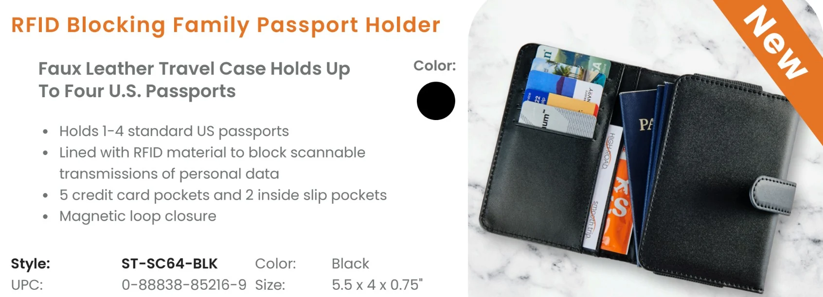 Authentic RFID BLOCKING FAMILY PASSPORT HOLDER Excellent