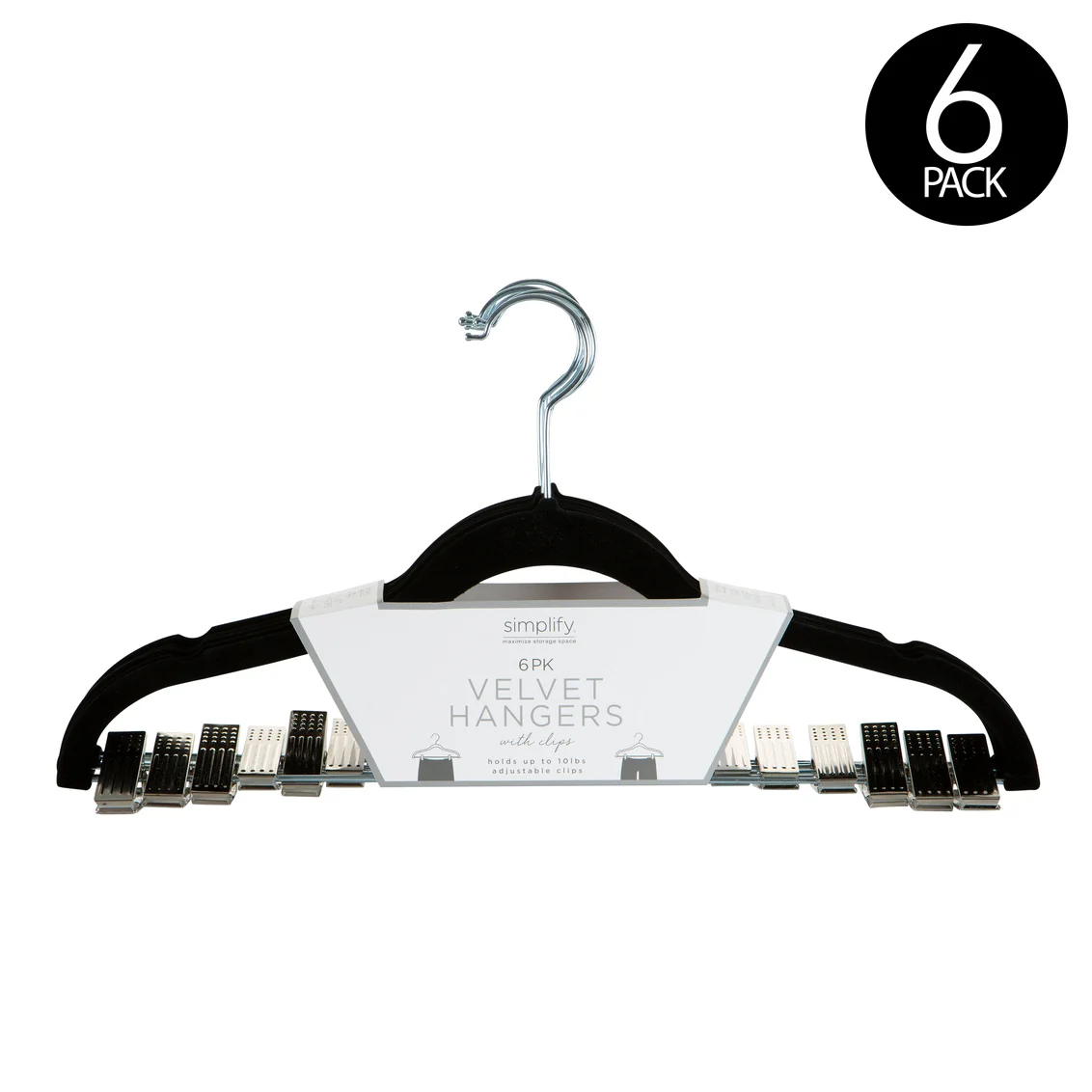 Crafted HANGERS W CLIPS BLK VELVET 6CT Smooth