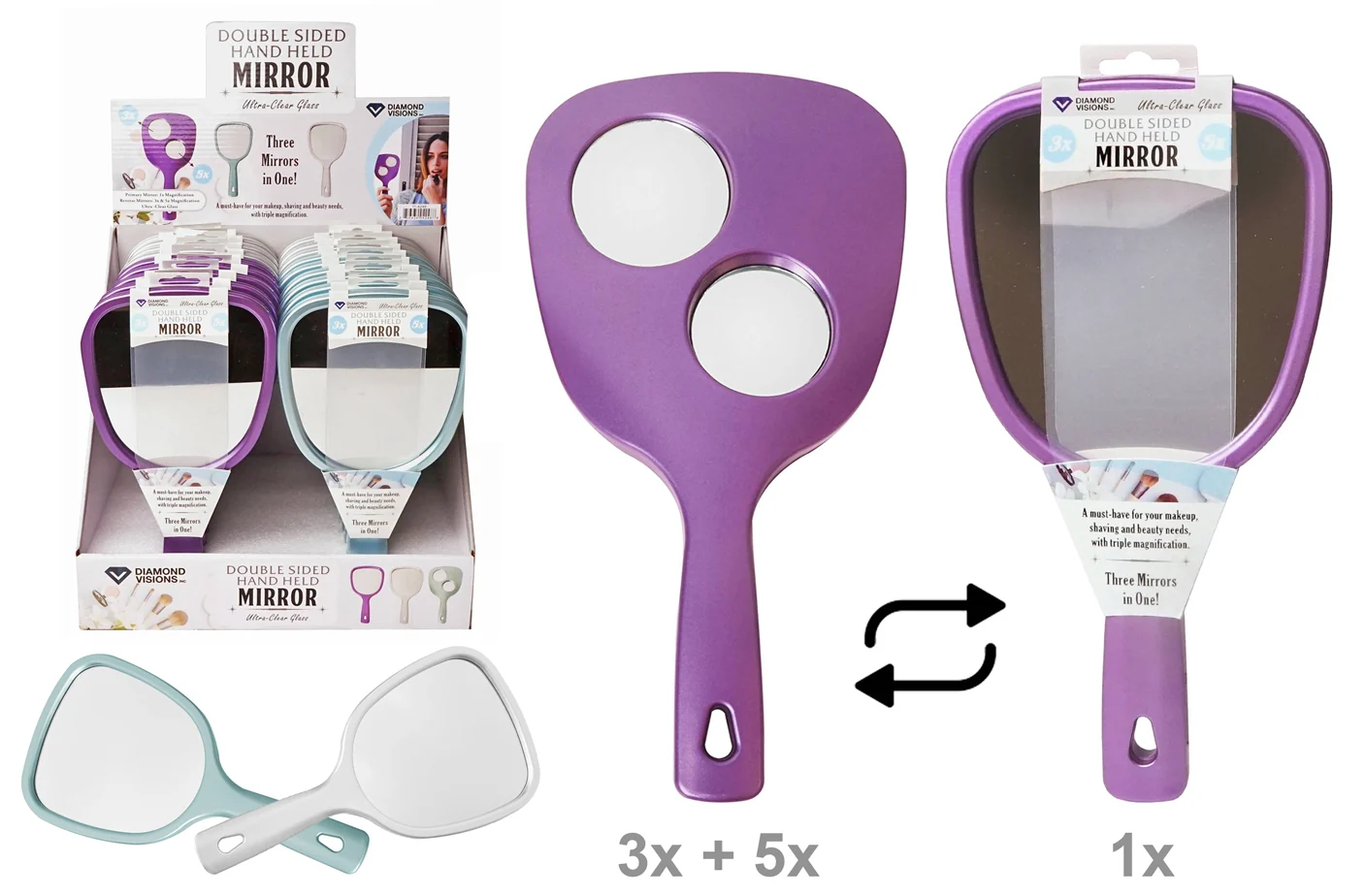 Secure HANDHELD MIRROR DUAL SIDED High-Performance