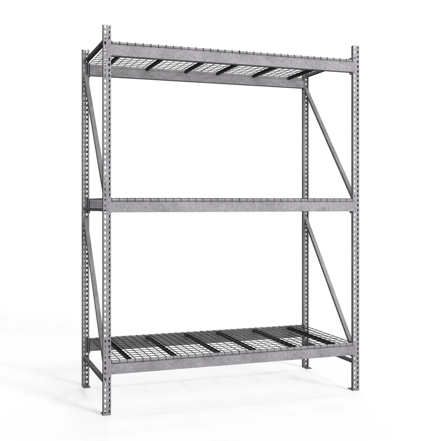 Fast 2-Tier Galvanized Teardrop Pallet Rack Starter Units w Wire Decking – 48 quot d x 144 quot h High-Performance