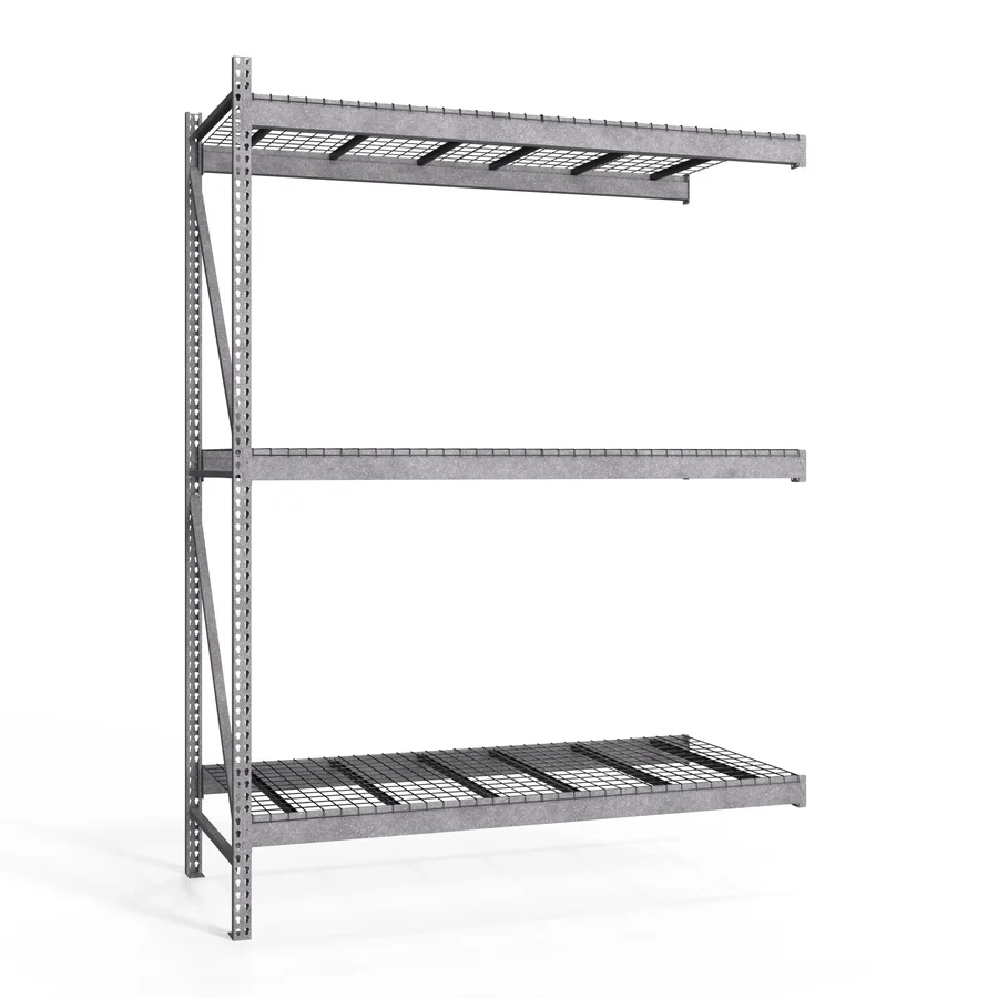 Modern 2-Tier Galvanized Teardrop Pallet Rack Add-On Units w Wire Decking – 42 quot d x 144 quot h Fashionable