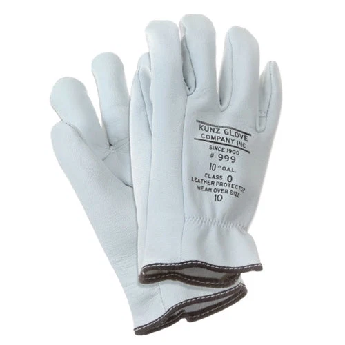 Durable Kunz Goatskin FR 10 quot Low Voltage Leather Glove Protectors 999 Natural