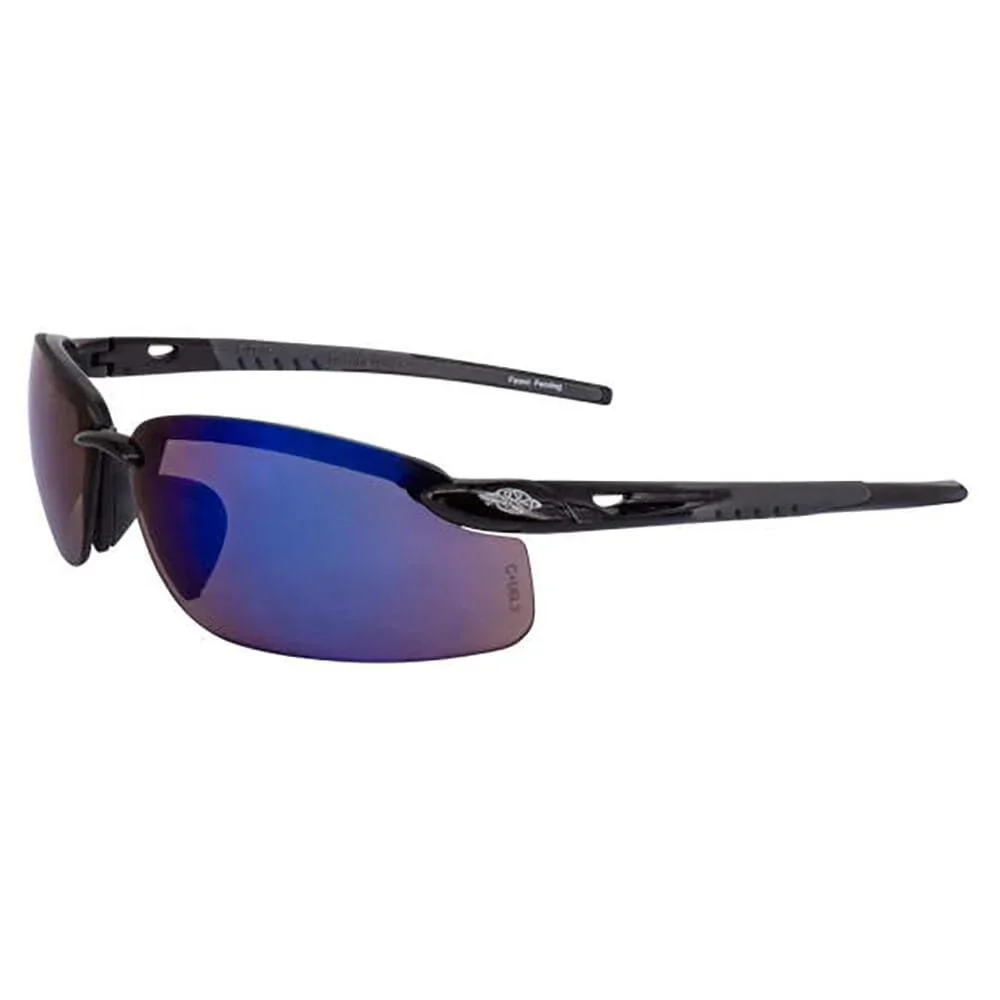 Outstanding Crossfire ES5 Safety Glasses with Shiny Black Frame and Blue Mirror Lens 2968 Expertly Made