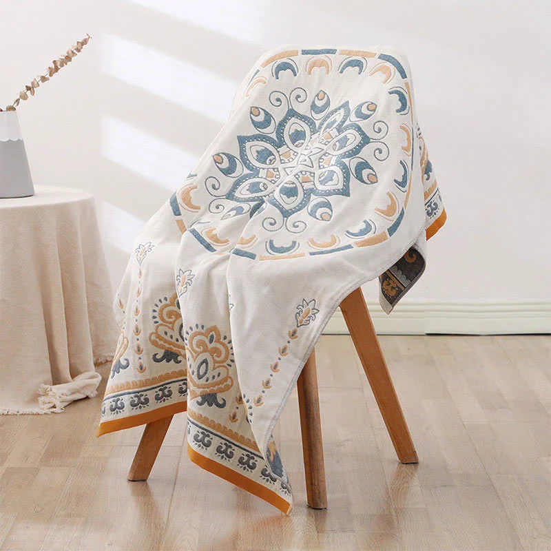 Superior Ownkoti Flower Print Jacquard Cotton Bath Towel Casual