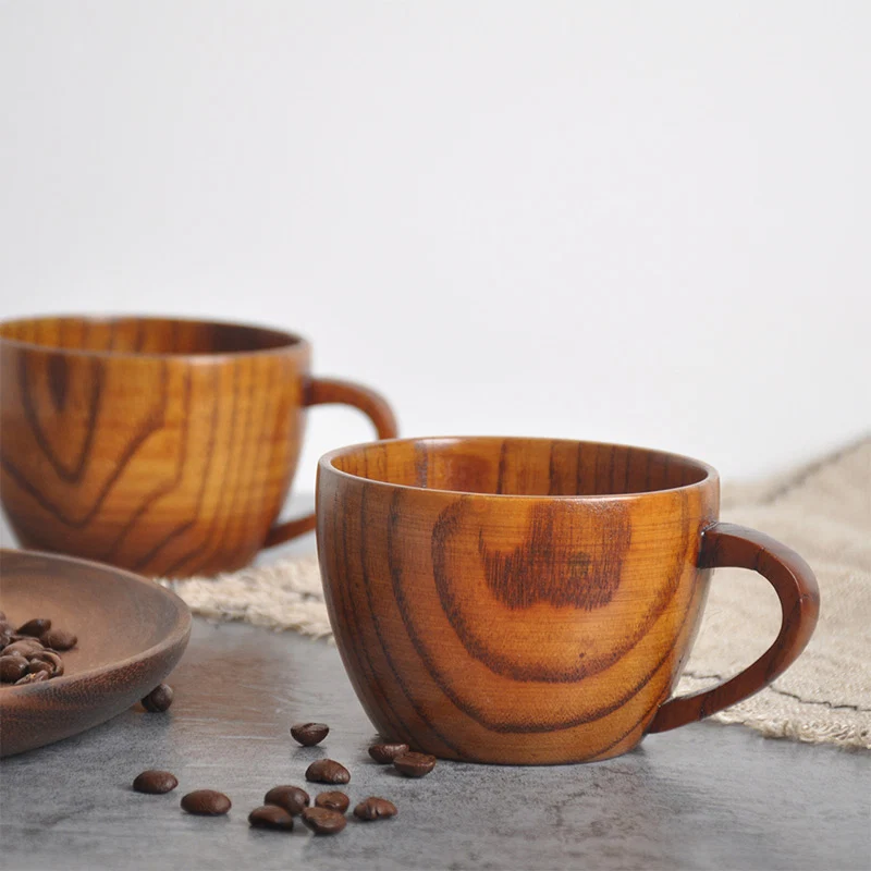 Official Ownkoti Natural Wooden Tea Cup with Handle 2PCS Next-Generation