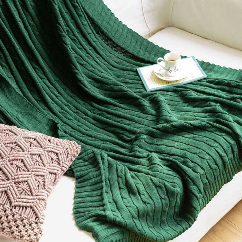 Clean Ownkoti Solid Color Cotton Sofa Knit Blanket Verified