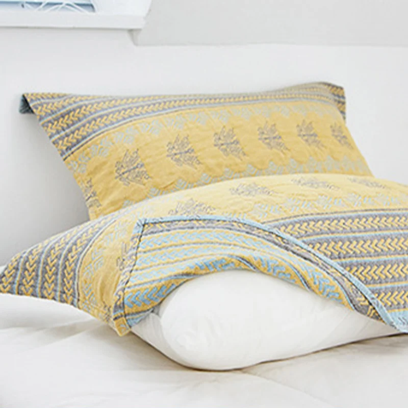 Secure Ownkoti Yellow Bed Cotton Decorative Pillow Towel 2PCS Classic