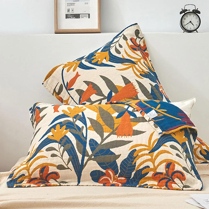 Recyclable Ownkoti Soft Flower Printed Cotton Pillow Towel 2PCS Superior