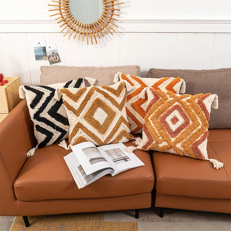 Convenient Ownkoti Morocco Jacquard Pillow Cover With Tassels High-Performance