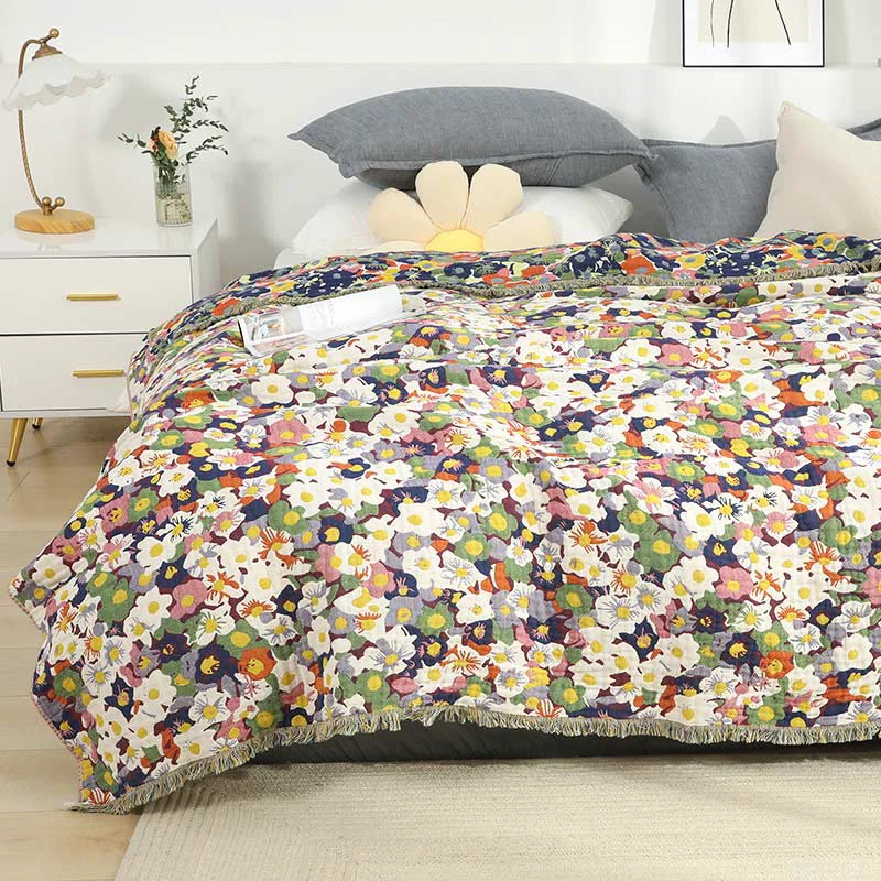 Durable Ownkoti Rustic Flower Reversible Cotton Soft Quilt High-End