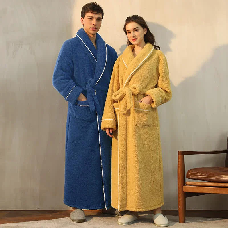 Breathable Ownkoti Comfy Fleece Pajama Long Bathrobe Smooth