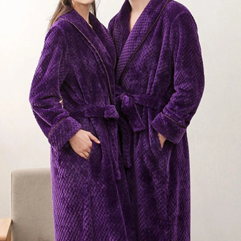 Contemporary Ownkoti Puffy Fleece Pajama Long Bathrobe Next-Generation