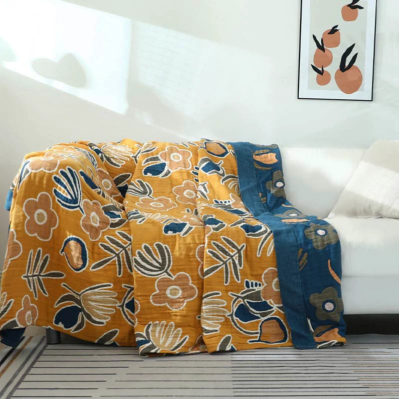 Stylish Ownkoti Yellow Flower Sofa Blanket Sofa Cover Professional