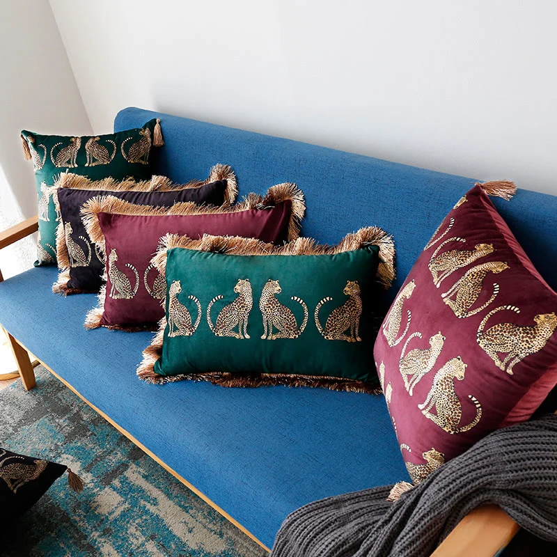 Outstanding Ownkoti Suede Leopard Tassel Pillowcase amp Pillow Core Stylish
