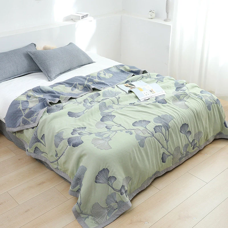 Flexible Cotton Gauze Fabric Gauze Quilt Ginkgo Leaf Blanket Powerful