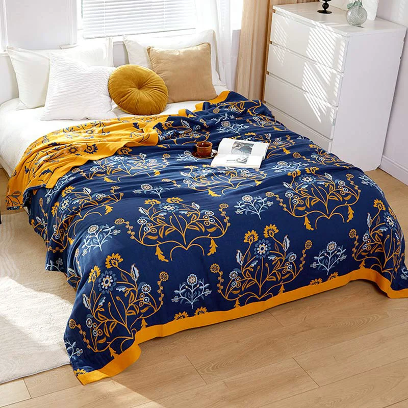Easy-to-Use Ownkoti Dianthus Flower Cotton Gauze Reversible Quilt Verified