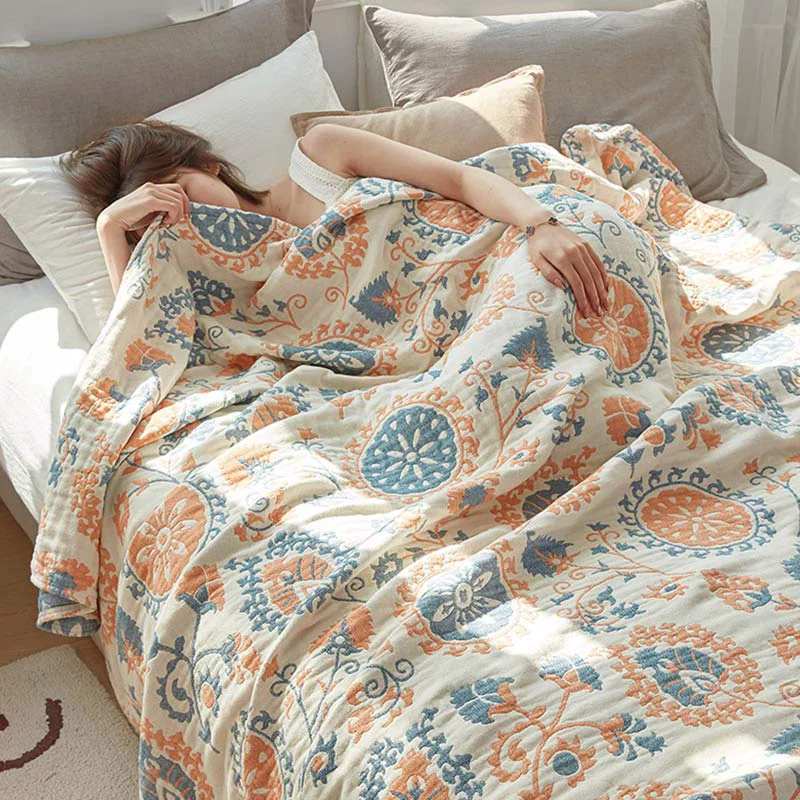 Carefully Designed Ownkoti Reversible Cotton Quilt Colorful Flower Print Professional