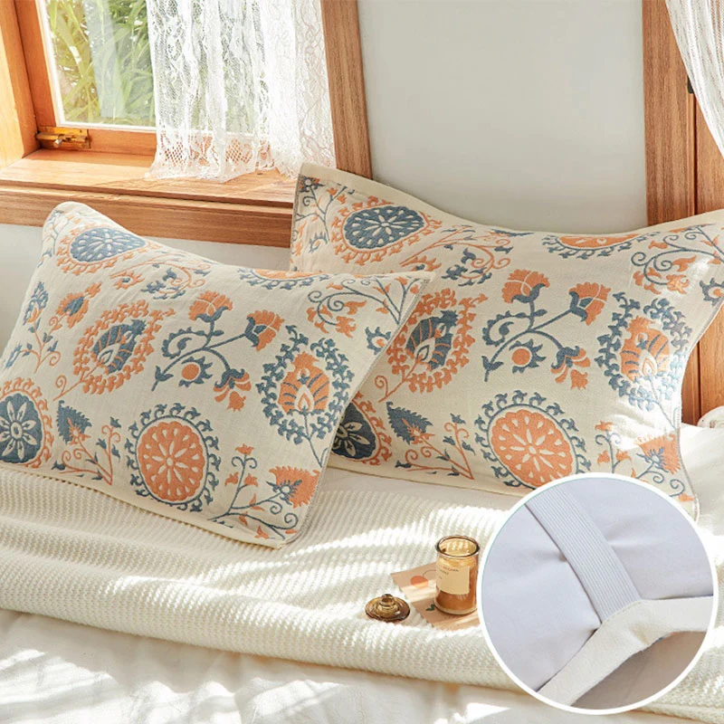 Superior Ownkoti Floral Print Pillow Towel with Fixed Rope 2PCS Top-Quality