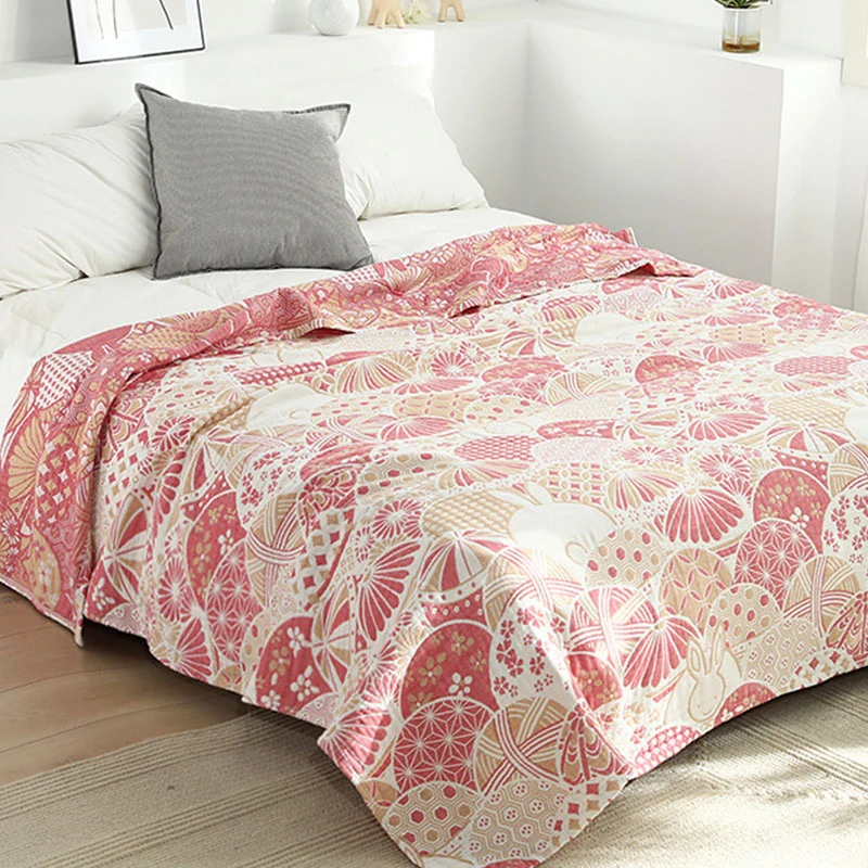 Clean Ownkoti Rabbit Shell Pattern Cotton Reversible Quilt Convenient