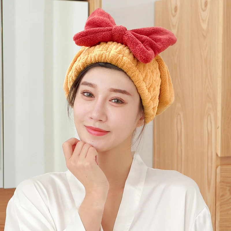 Classic Ownkoti Bowknot Elastic Band Hair Drying Hat Dependable