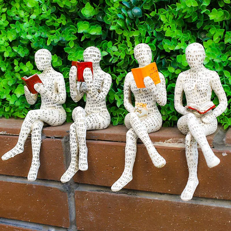 Long-Lasting Ownkoti Reading Woman Thinker Statue Bookshelf Decoration Unique