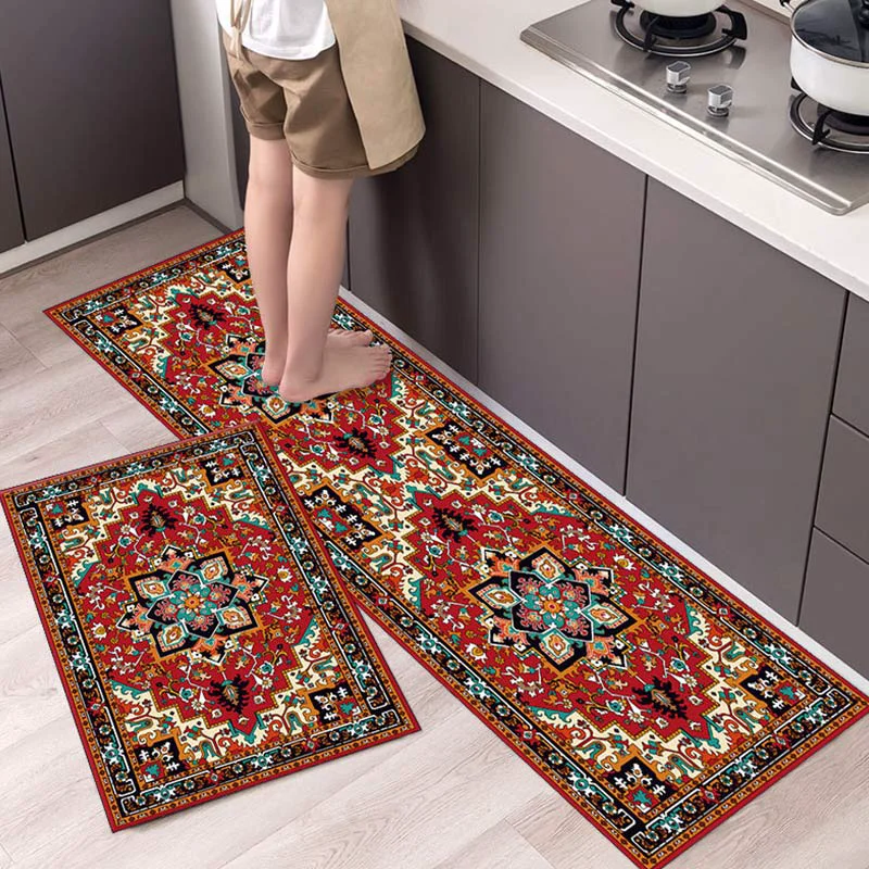 Effective Ownkoti Retro Pattern Kitchen Rugs Set Healthy