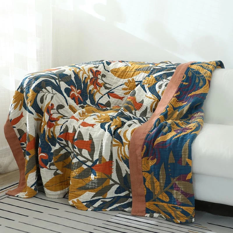 Unique Ownkoti Goldenrod Flower Reversible Cotton Sofa Blanket Sustainable