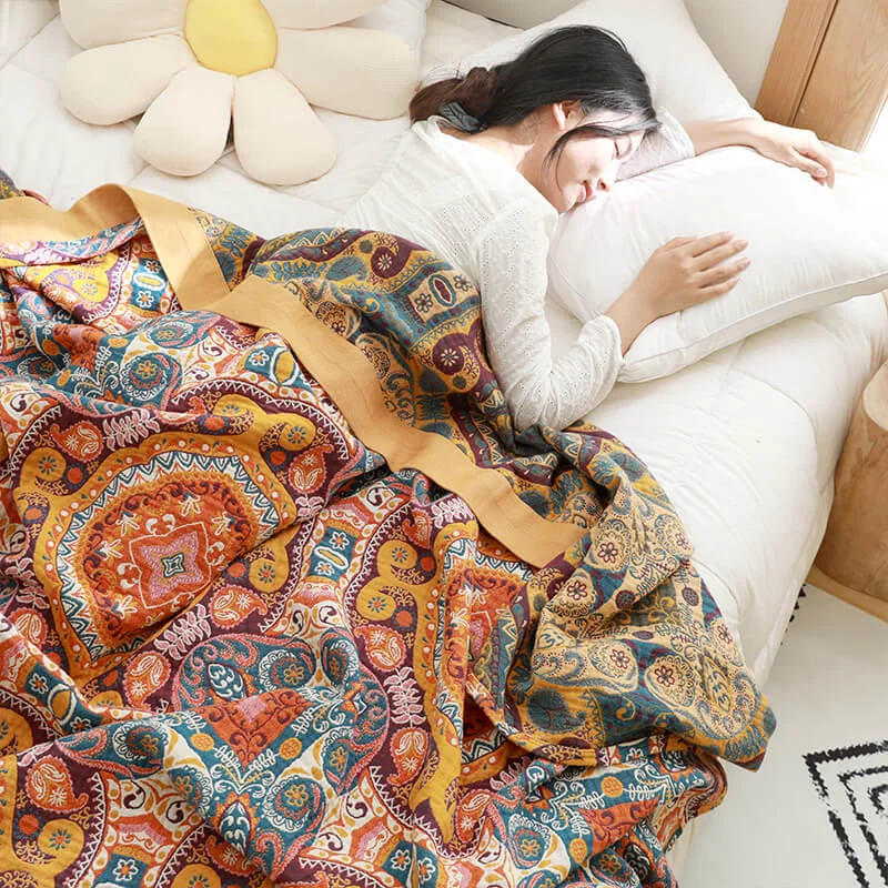Relaxed Ownkoti Dark Orange Comfy Reversible Cotton Quilt Superior