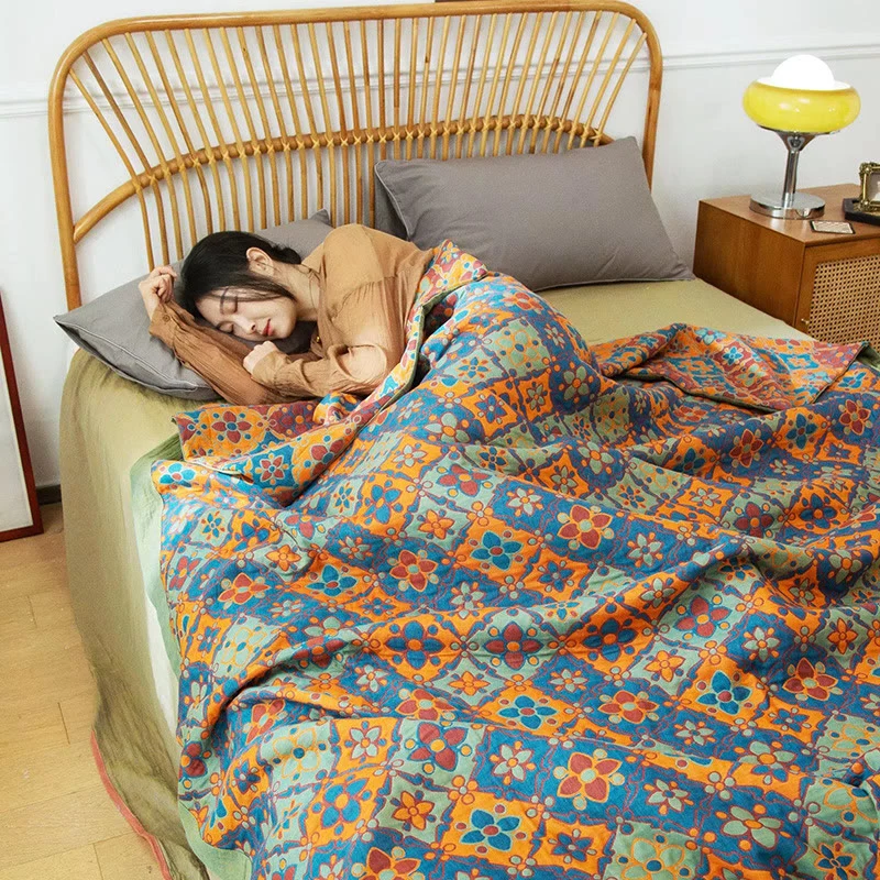 Breathable Ownkoti Boho Floral Print Cotton Reversible Quilt Lightweight