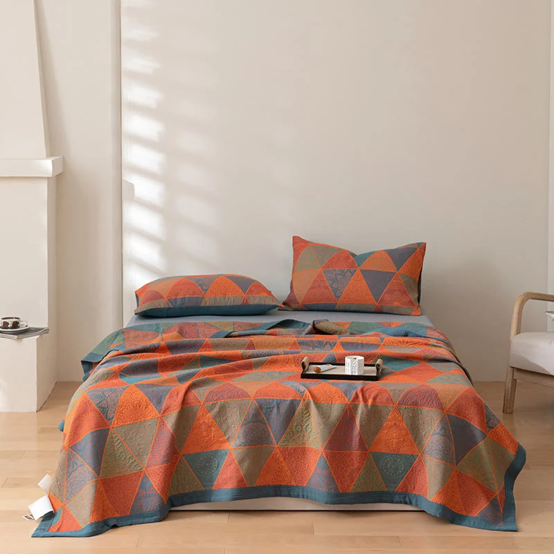 Certified Ownkoti Triangle Pattern Print Cotton Reversible Quilt Recyclable
