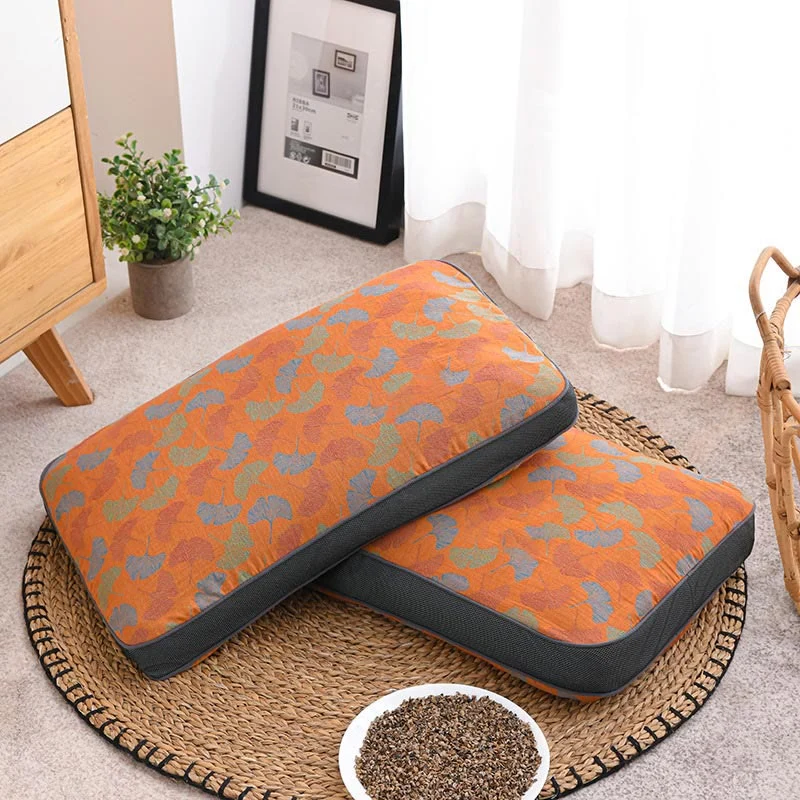 Consistent Ownkoti Buckwheat Pillow Ginkgo Leaf Cotton Pillowcase Outstanding