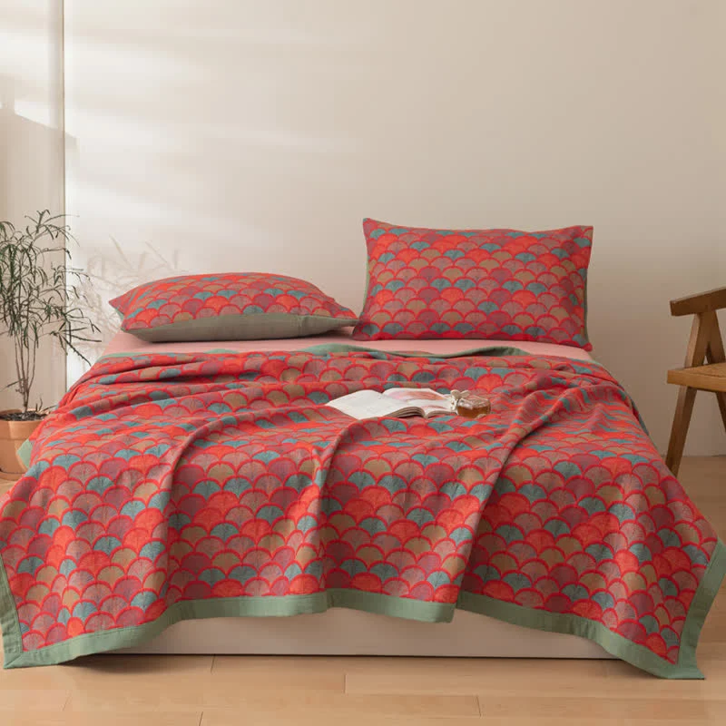 Unique Ownkoti Brightful Fish Scales Cotton Reversible Quilt Contemporary