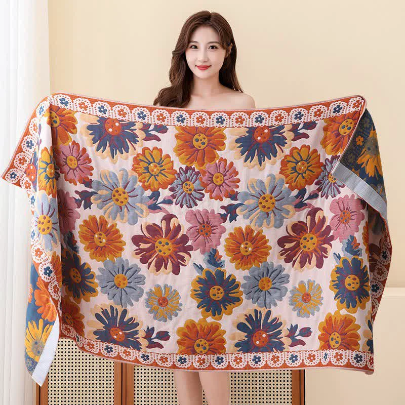 Eco-Friendly Ownkoti Bright Flower Soft Cotton Bath Towel Premium