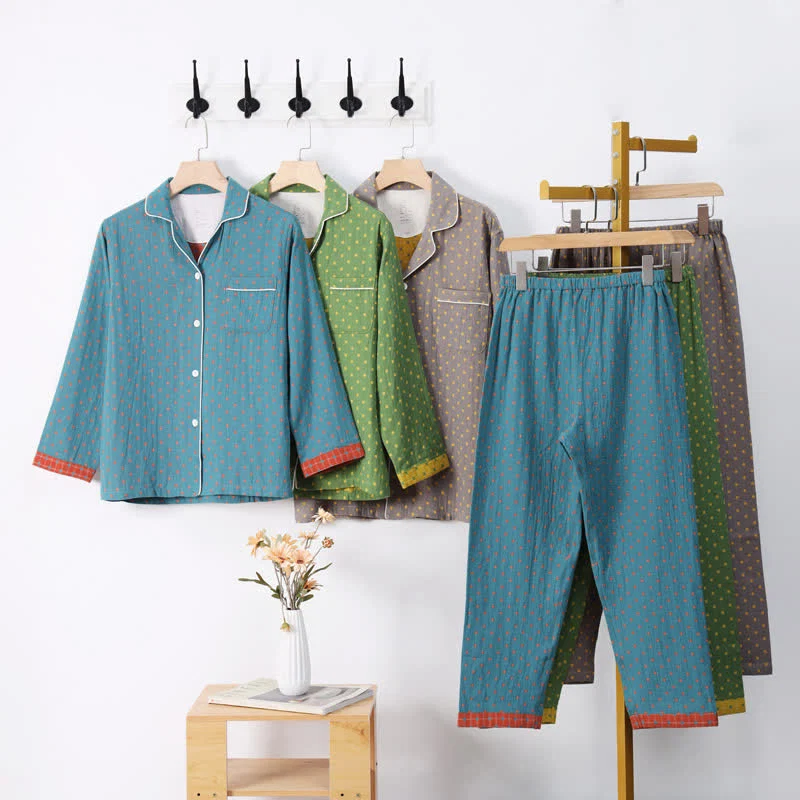 High-End Ownkoti Checkered Jacquard Cotton Loungewear Set Selected
